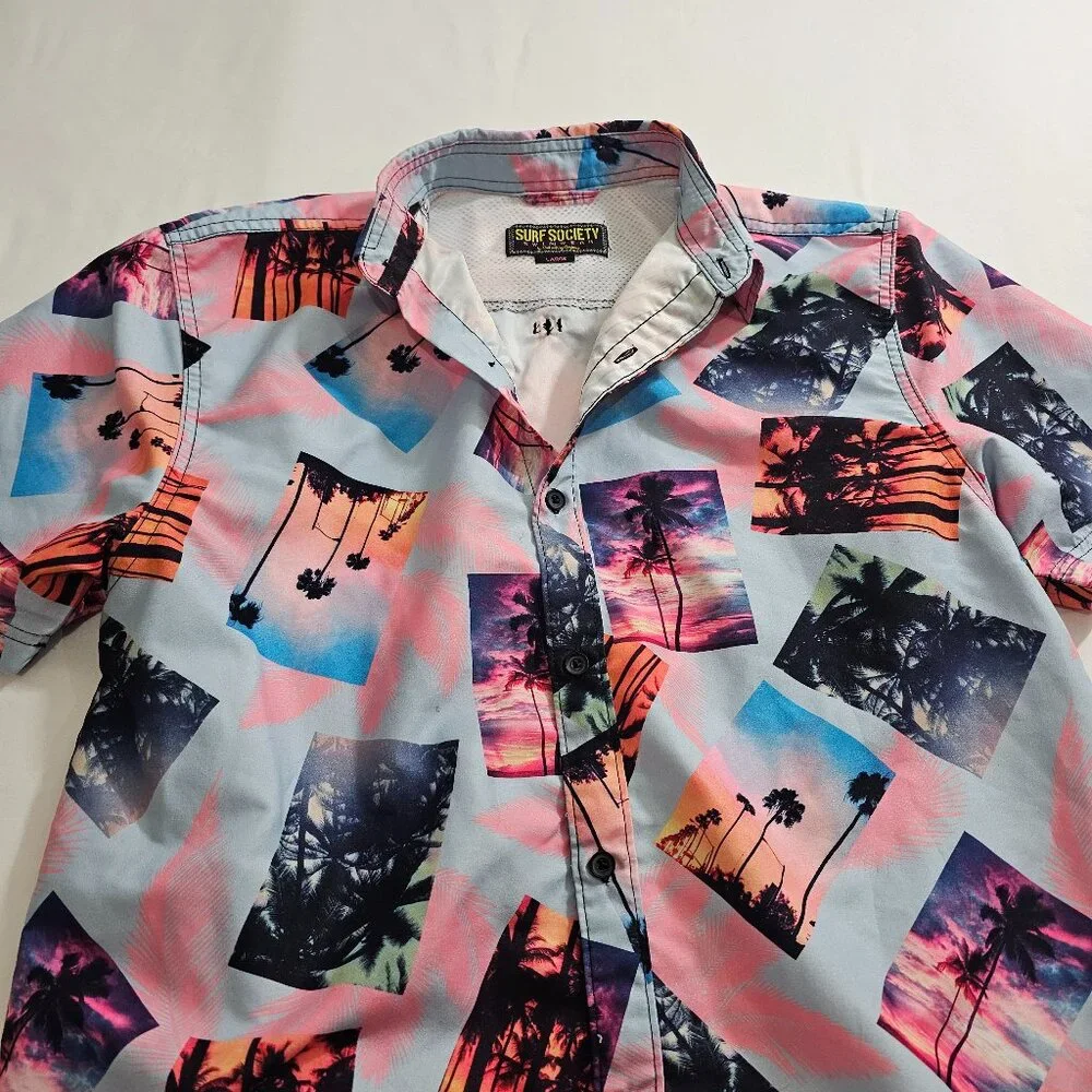 Surf Society by Drill Men's Short Sleeve Button-Up Beachwear‎ Spring Break